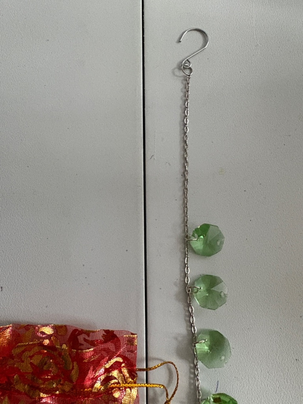 Hand Crafted Iridescent Heart Suncatcher with Green Beads - Picture 4 of 4